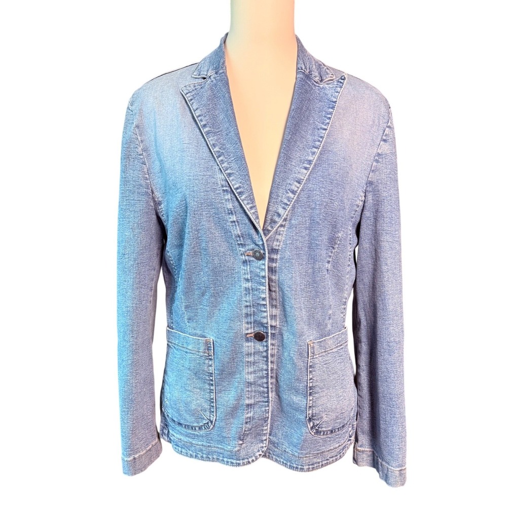 Carol's Denims 1XL Blue Denim Blazer Jacket 100% Cotton Pockets Y2K Retro
